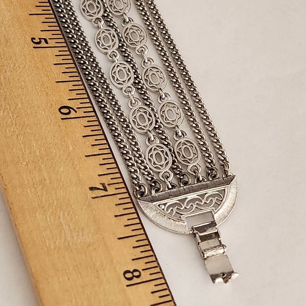 Silver Multi-Row Chain Bracelet - image 3